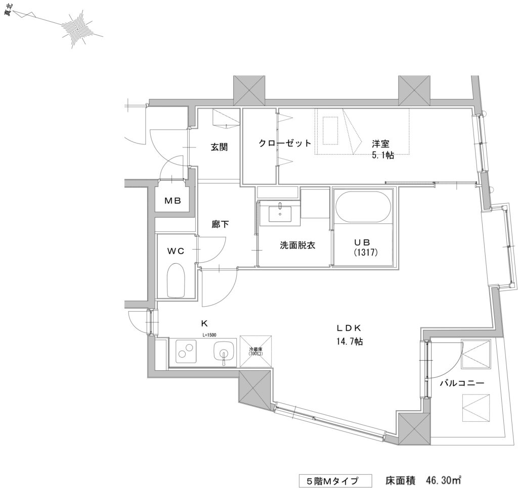 簡易化(床面積記載)　5階Mﾀｲﾌﾟ